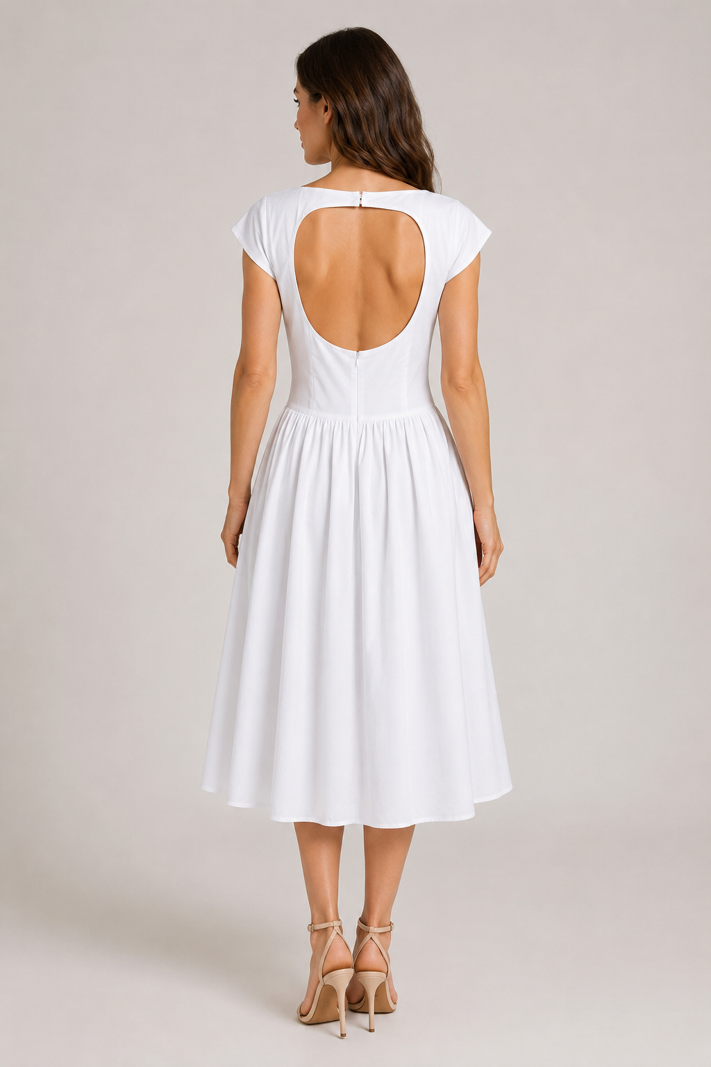 Želmíra | A-Line Midi Dress with Bateau Neckline