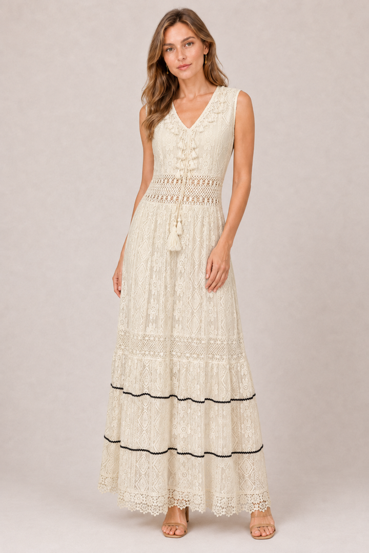 Milica | Bohemian Maxi Dress with V-Neckline
