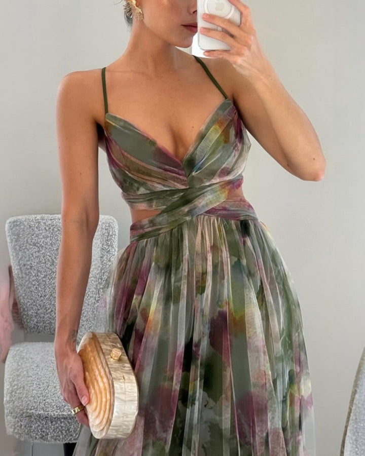 Αδελίνα | Maxi Φόρεμα σε Υδατογραφία Chiffon