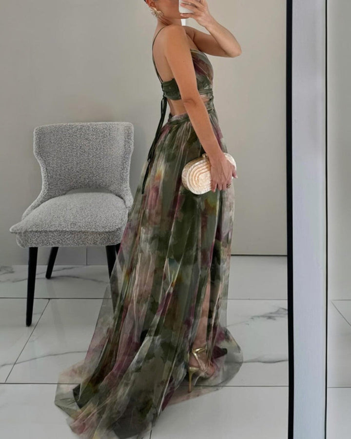 Αδελίνα | Maxi Φόρεμα σε Υδατογραφία Chiffon