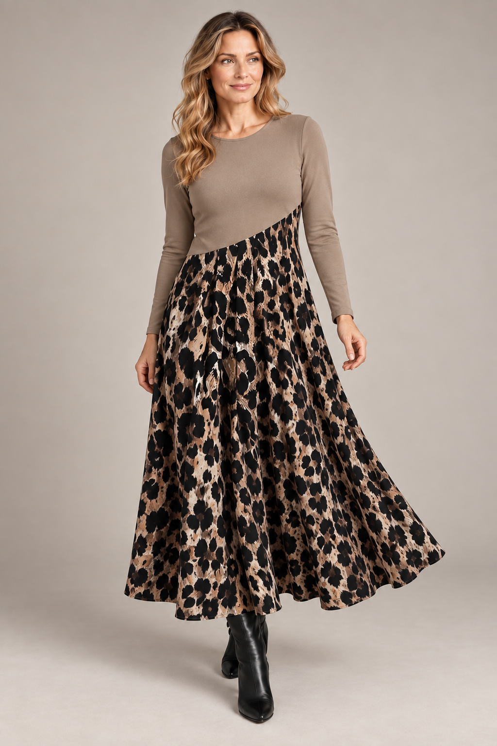 Leona | Midi Dress with Leopard Print