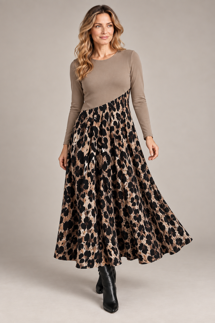 Leona | Midi Dress with Leopard Print
