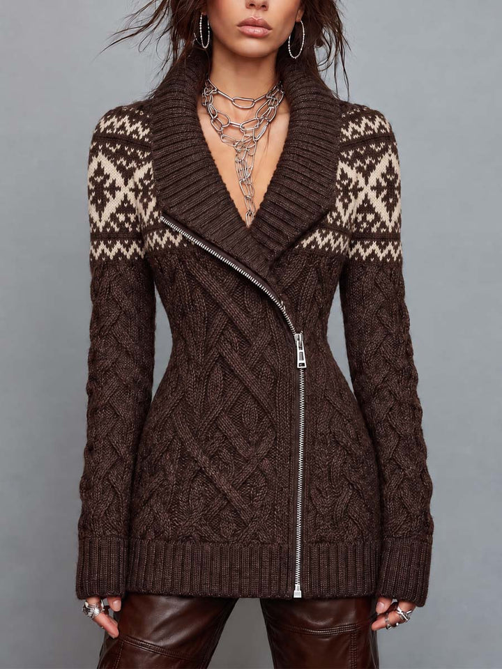 Vintage Fair Isle Quilted Zip-Up Jacket