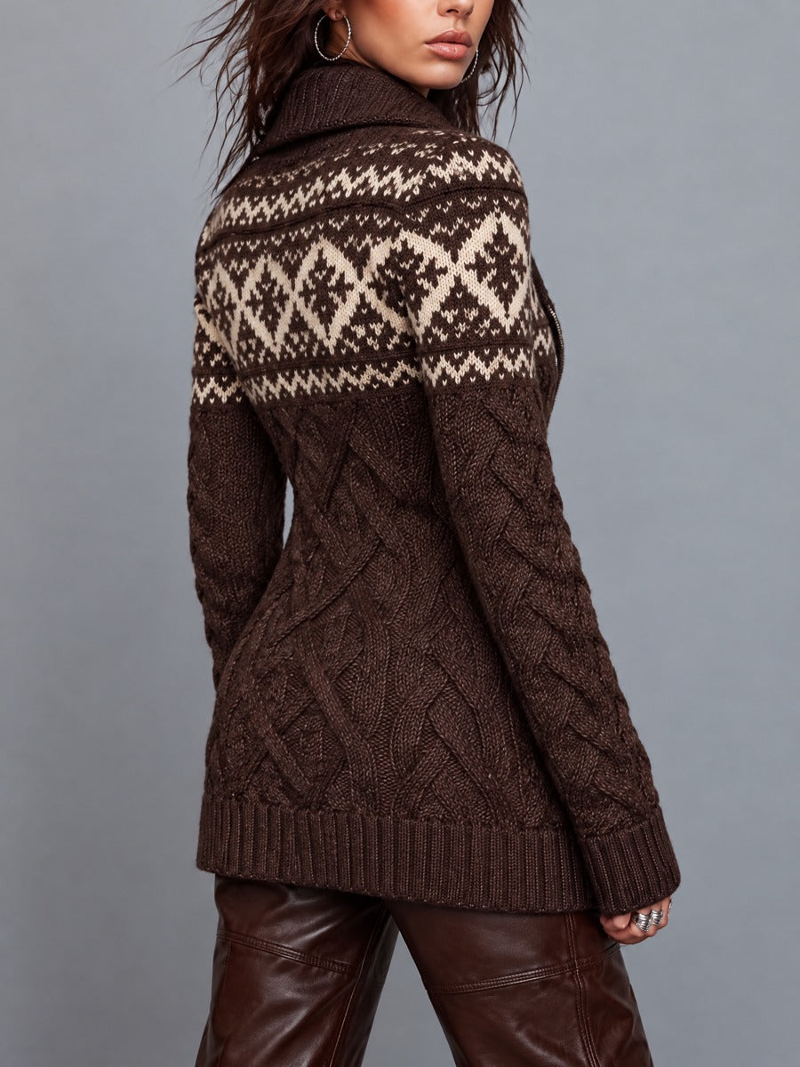 Vintage Fair Isle Quilted Zip-Up Jacket