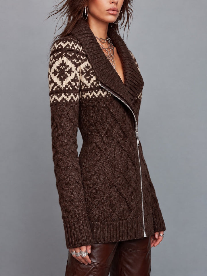 Vintage Fair Isle Quilted Zip-Up Jacket
