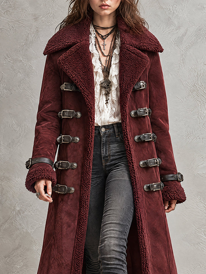 Μπορντό Παλτό Nomad με Toggle από Shearling