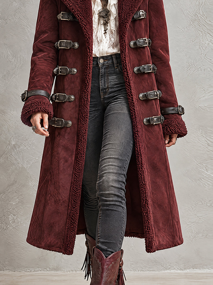 Μπορντό Παλτό Nomad με Toggle από Shearling