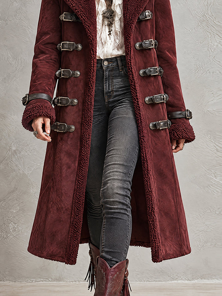 Μπορντό Παλτό Nomad με Toggle από Shearling
