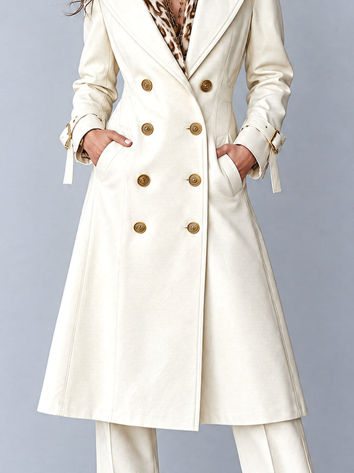 Vintage Μποέμ Διπλής Όψης Παλτό σε Ιβουάρ