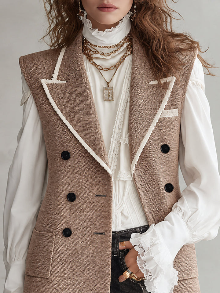 Vintage Bohemian Vest with Pleats