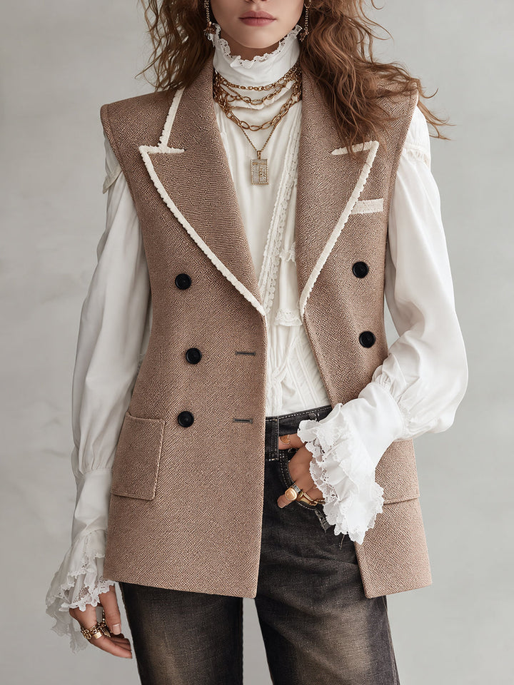 Vintage Bohemian Vest with Pleats