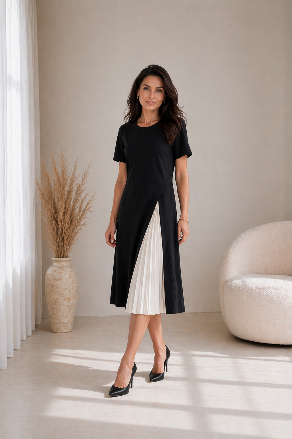 Leila | Midi Dress with Mesh Detail