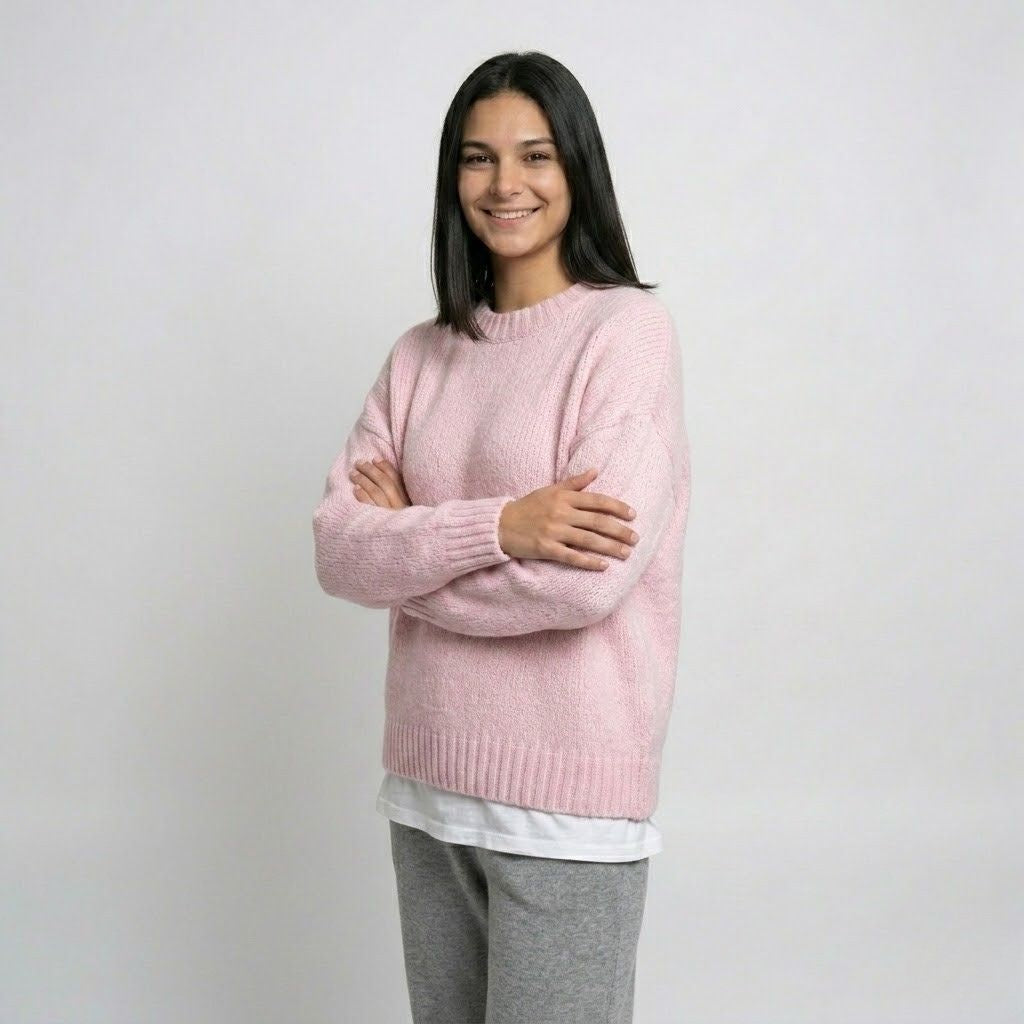 Αέρινο oversized πλεκτό πουλόβερ από ακρυλικό και πολυεστέρα
