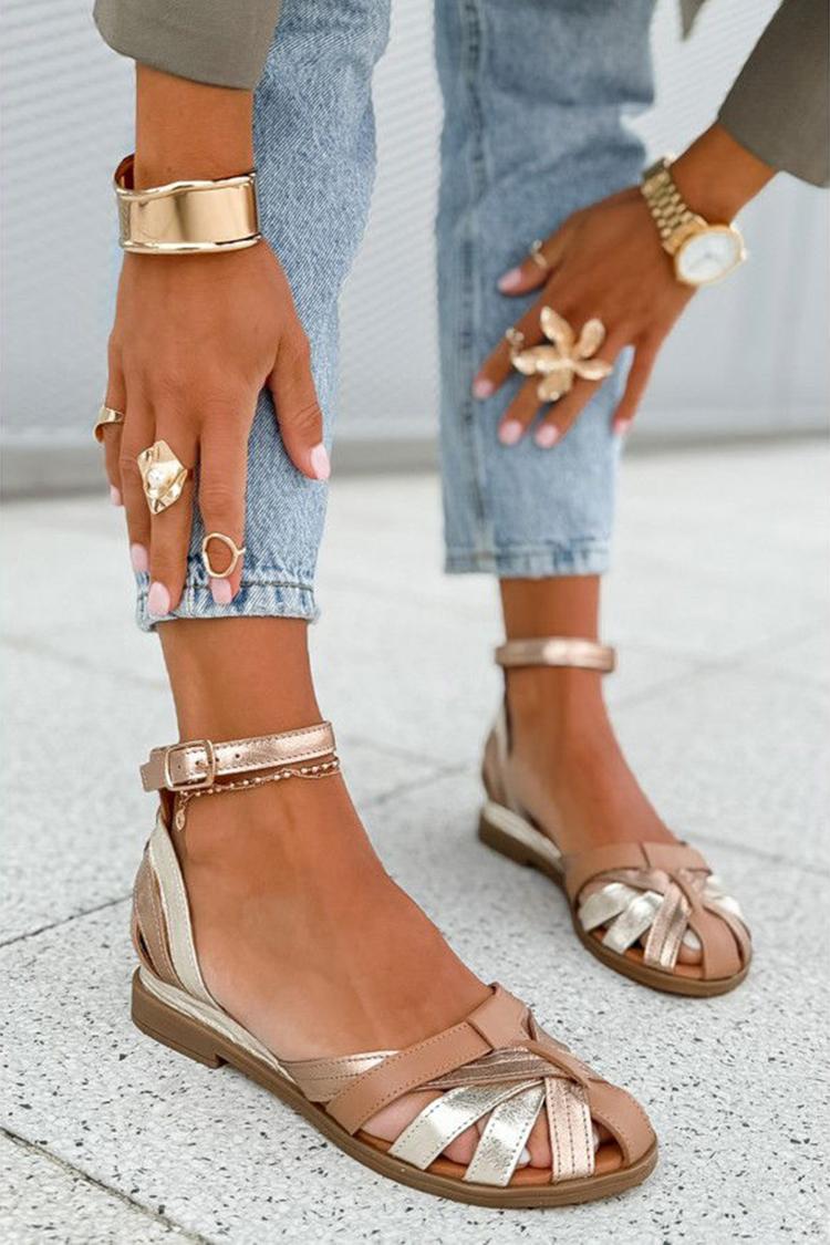 Violante - Cut-out Sandals in Champagne