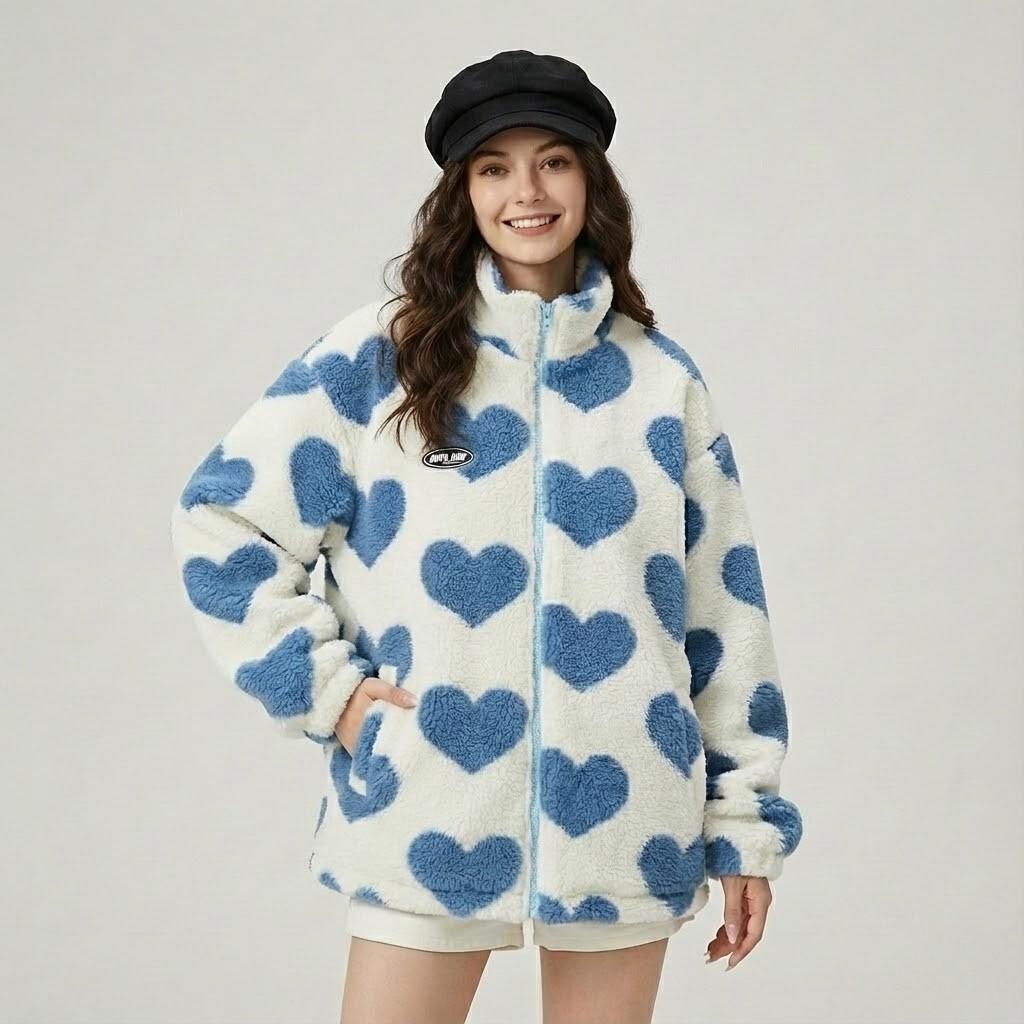 Αναστρέψιμο oversized μπουφάν από βαμβακερό μείγμα