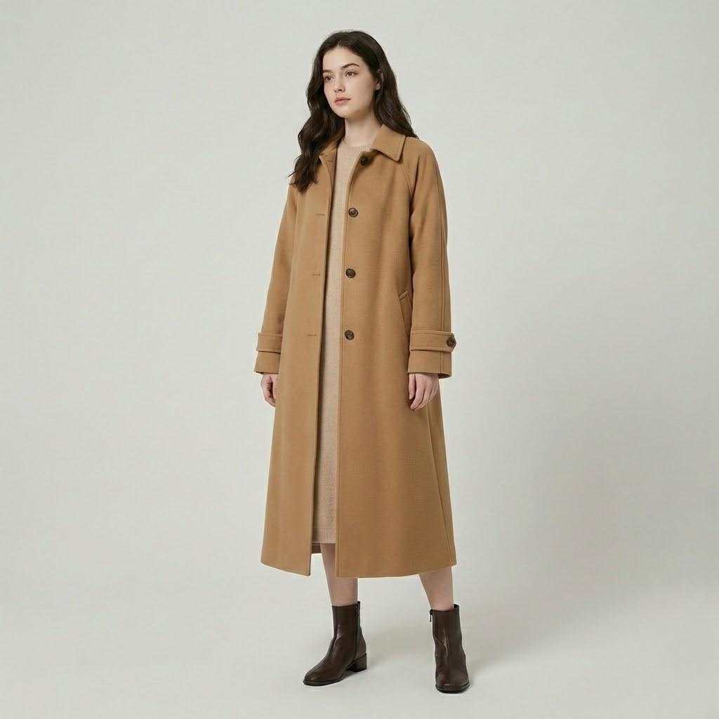 Μακρύ παλτό από μαλλί με ίσια γραμμή σε αστικό στυλ