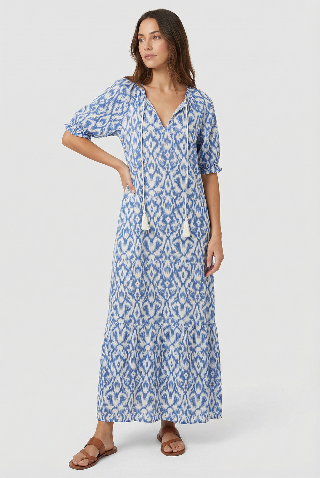 Denisa | Floral Maxi Dress with V-Neckline