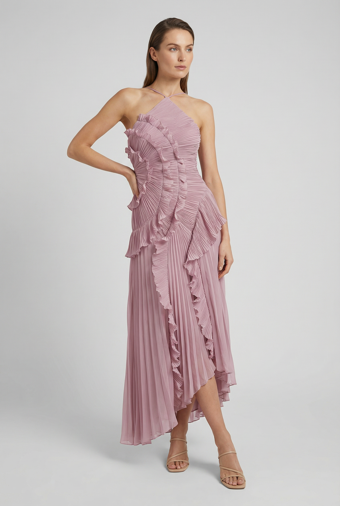 Bibiána | Asymmetrical Pleated Maxi Dress