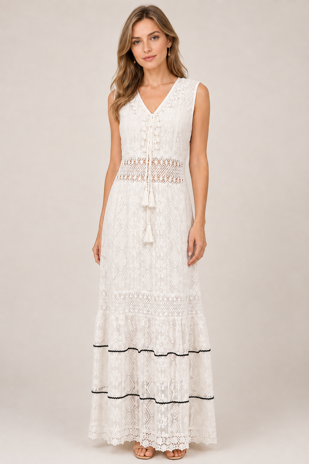 Milica | Bohemian Maxi Dress with V-Neckline