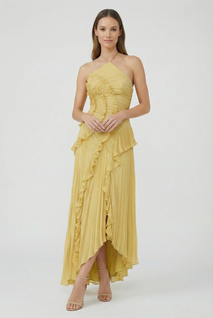 Bibiána | Asymmetrical Pleated Maxi Dress