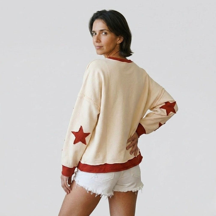 Oversized μπλούζα από βαμβακερό-πολυεστερικό μείγμα με φαρδιά μανίκια