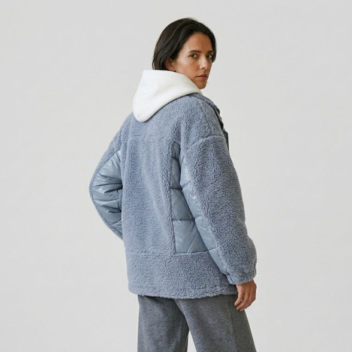 Εξαιρετικά Άνετο Oversize Teddy Παλτό από Πολυεστέρα με Μπροστινό Κλείσιμο και Ευρύχωρες Τσέπες