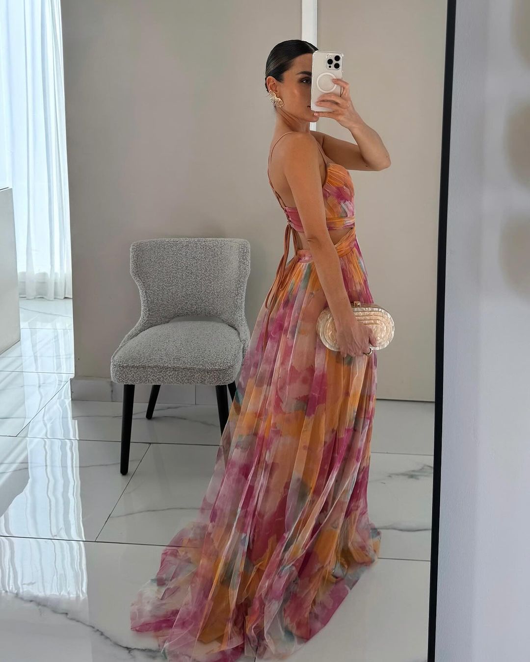 Αδελίνα | Maxi Φόρεμα σε Υδατογραφία Chiffon