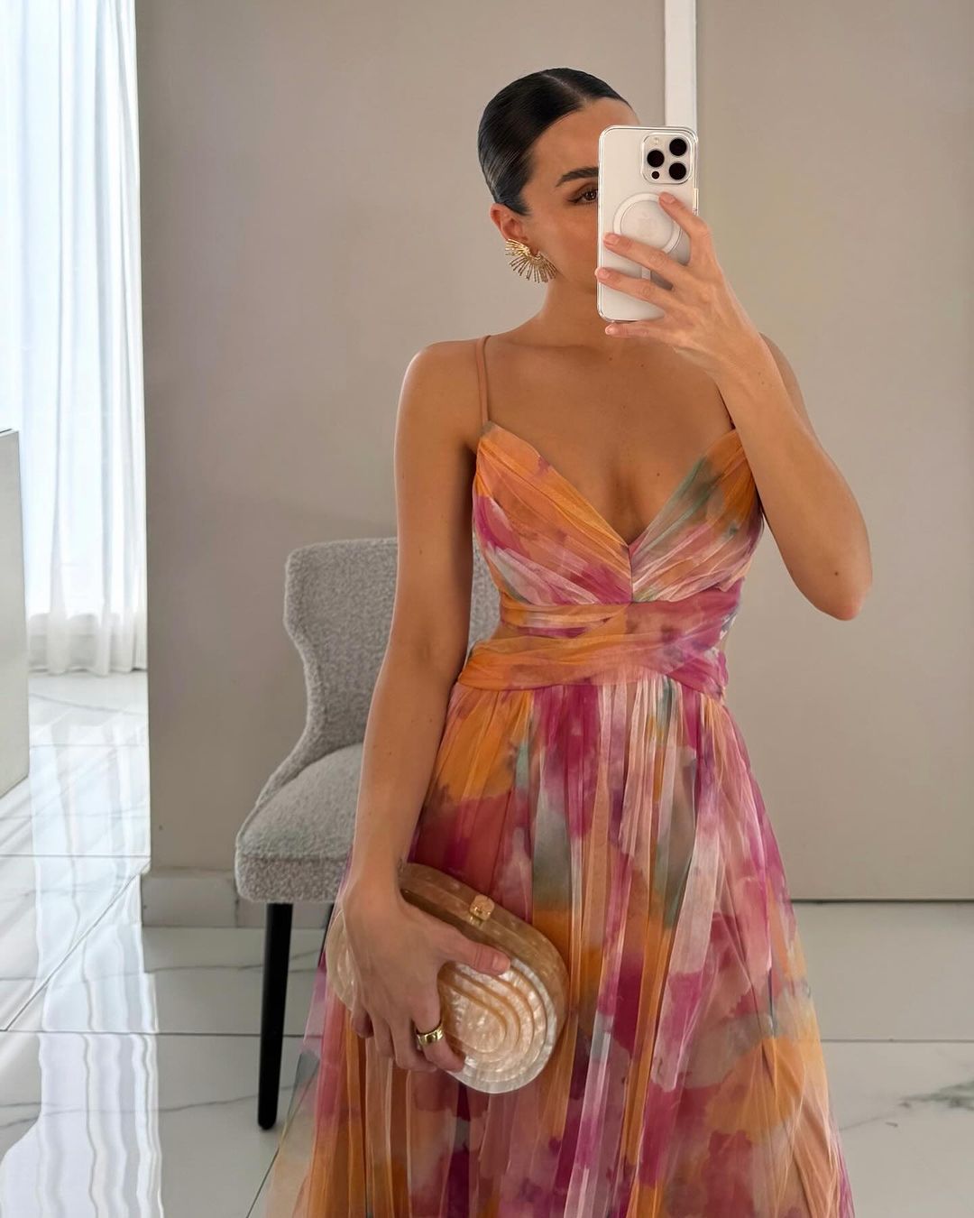 Αδελίνα | Maxi Φόρεμα σε Υδατογραφία Chiffon