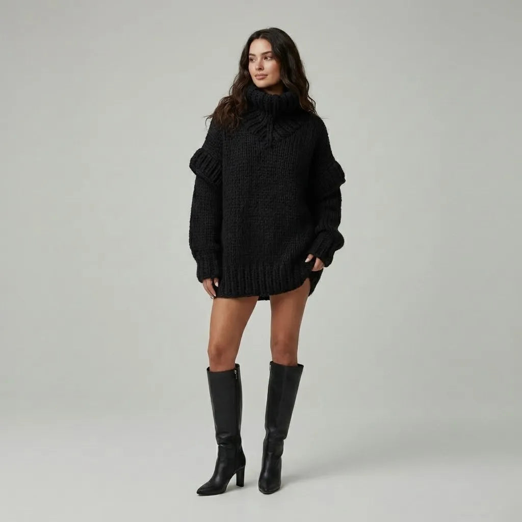 Oversized πλεκτό πουλόβερ από μείγμα ακρυλικού και πολυεστέρα με ρεγκλάν