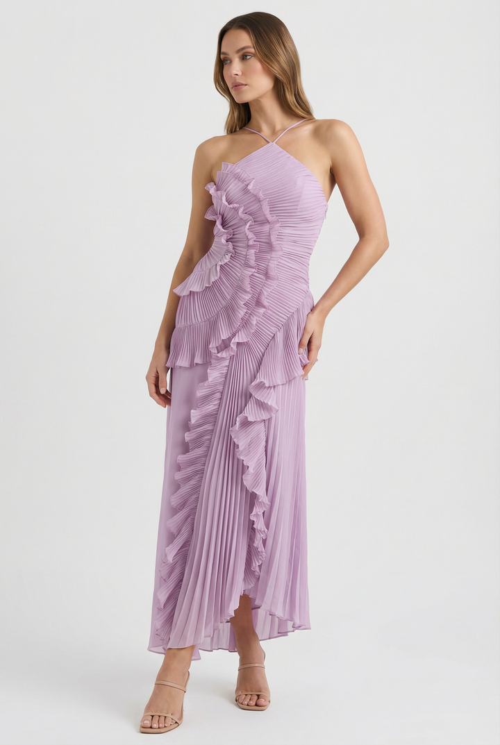 Bibiána | Asymmetrical Pleated Maxi Dress