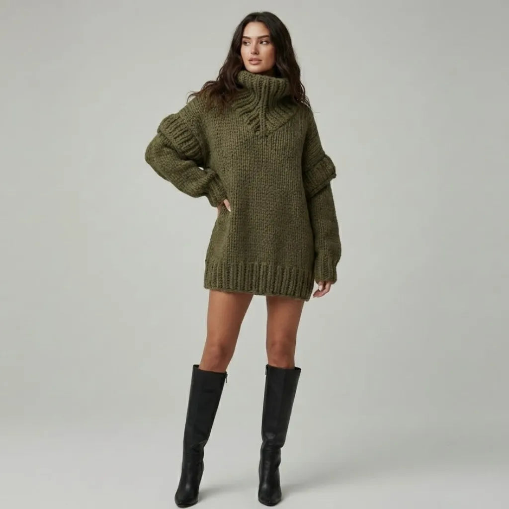 Oversized πλεκτό πουλόβερ από μείγμα ακρυλικού και πολυεστέρα με ρεγκλάν