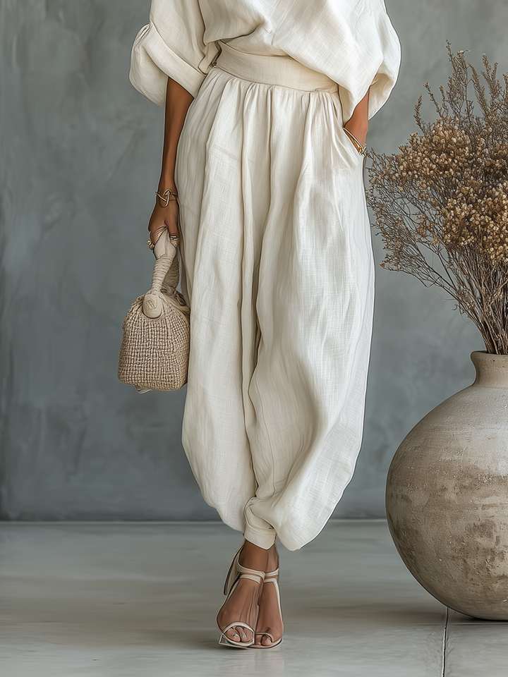 Λίζα | Σετ Μαλακής Off-Shoulder Μπλούζας με Κολάν