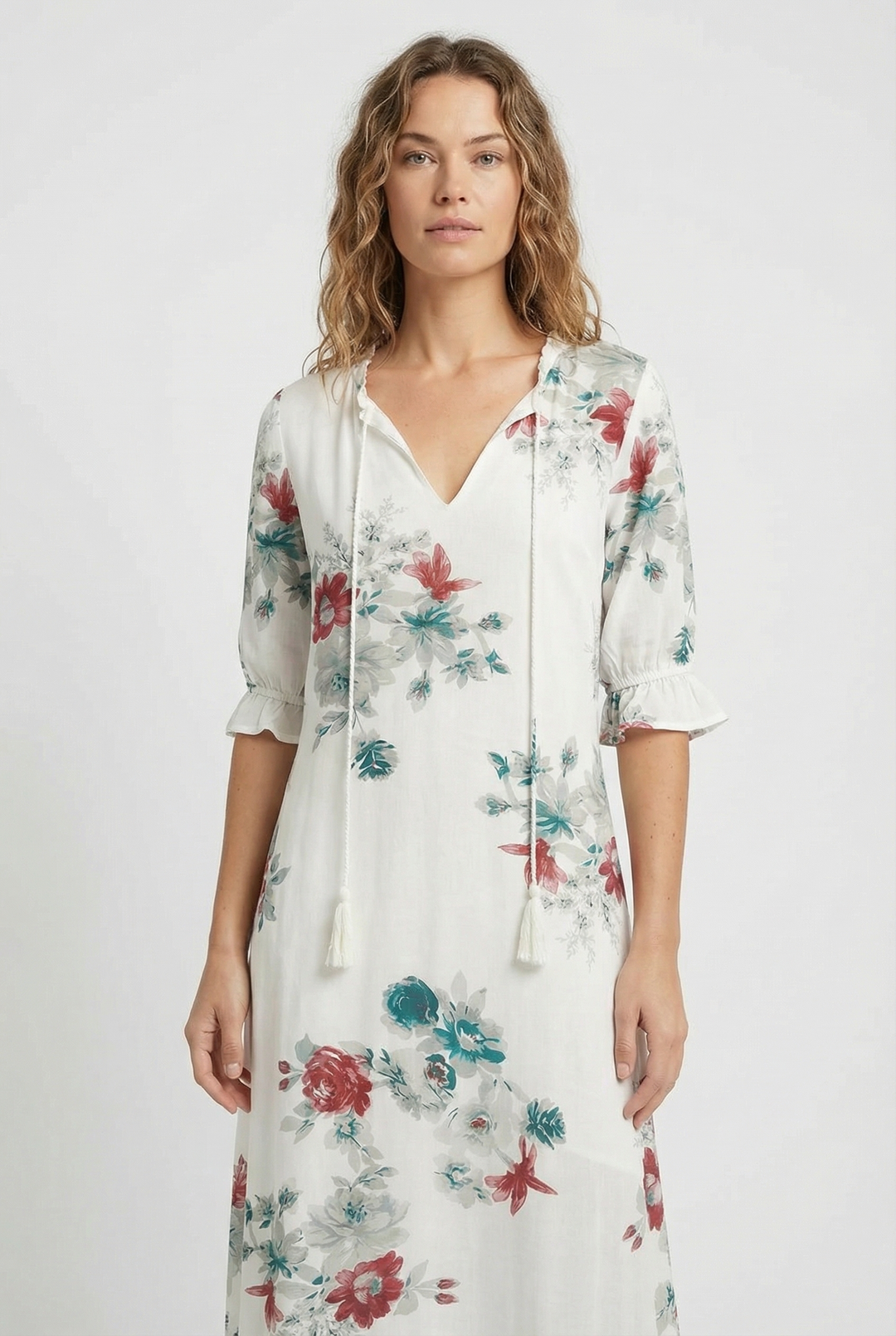 Denisa | Floral Maxi Dress with V-Neckline