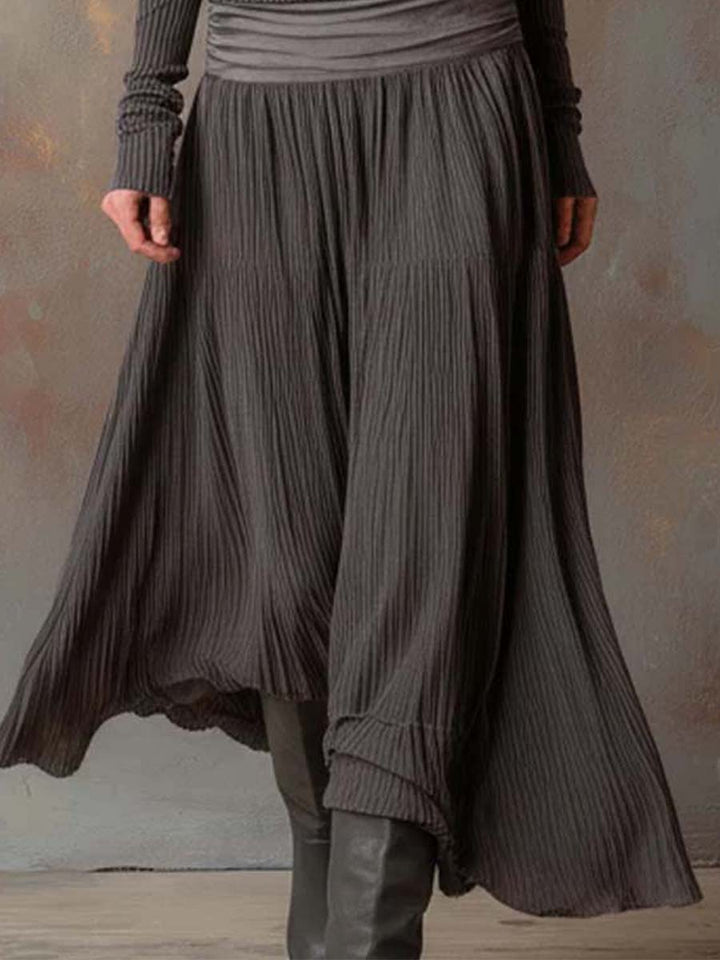 Charcoal Gray Vintage Ribbed Knit Maxi Dress