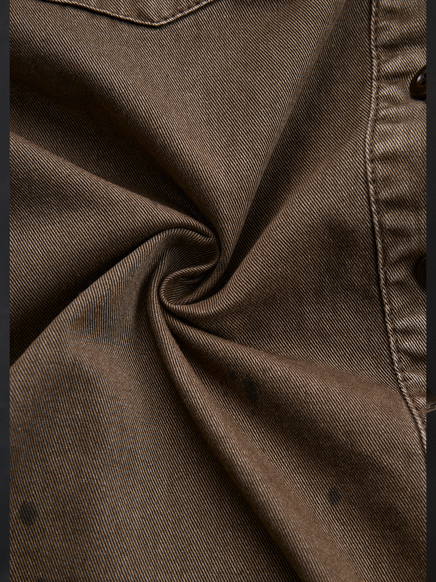 Retro Washed Taupe Western Slim Fit Button-Up Shirt