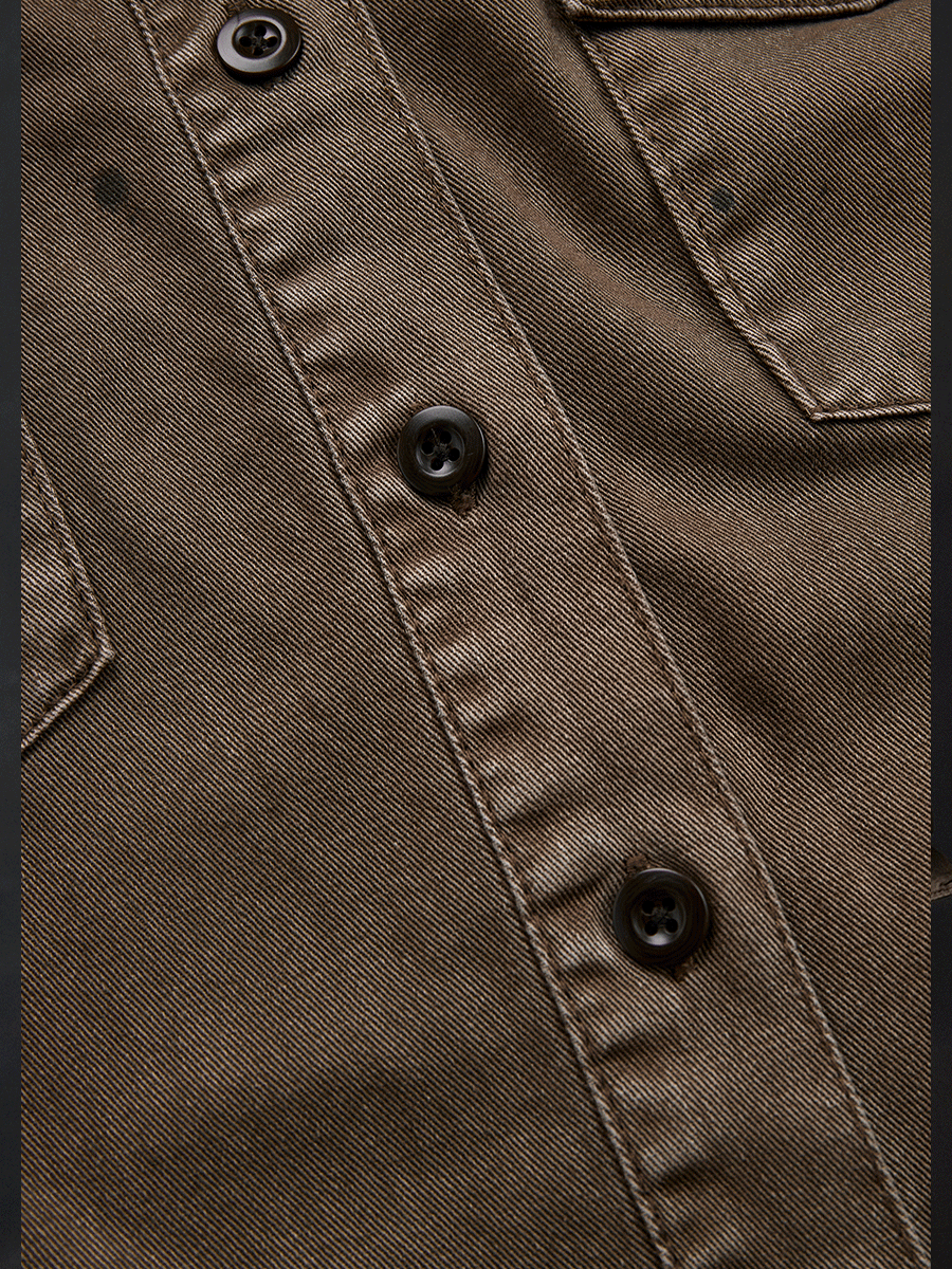 Retro Washed Taupe Western Slim Fit Button-Up Shirt