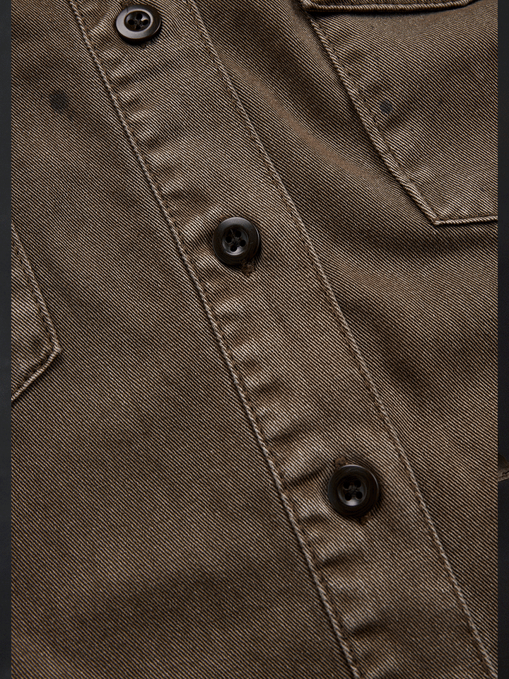 Retro Washed Taupe Western Slim Fit Button-Up Shirt