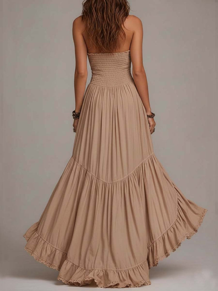 Μακρύ Bohemian Φόρεμα Maxi Από Βαμβάκι Με Δέσιμο Στο Λαιμό
