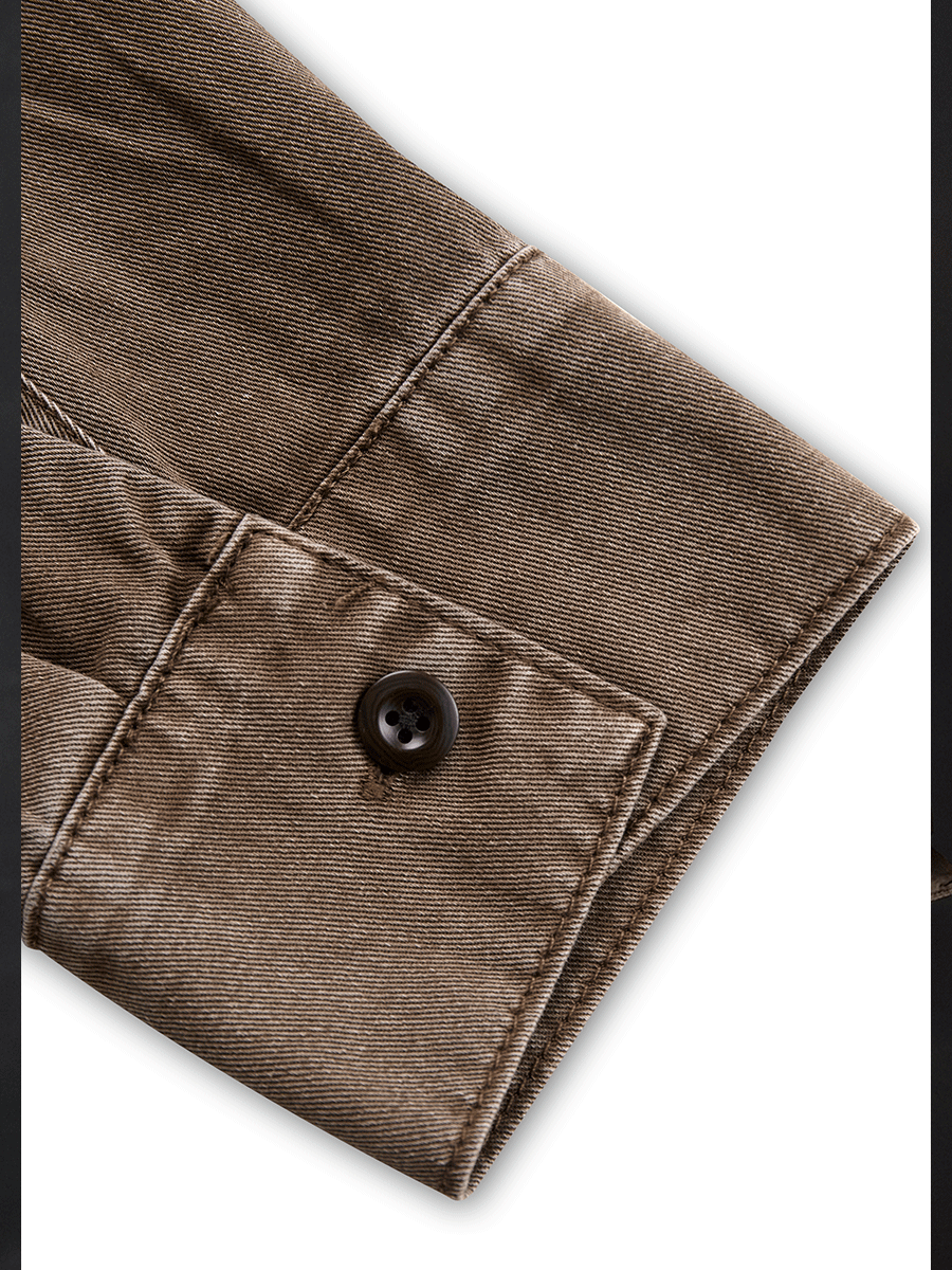 Retro Washed Taupe Western Slim Fit Button-Up Shirt