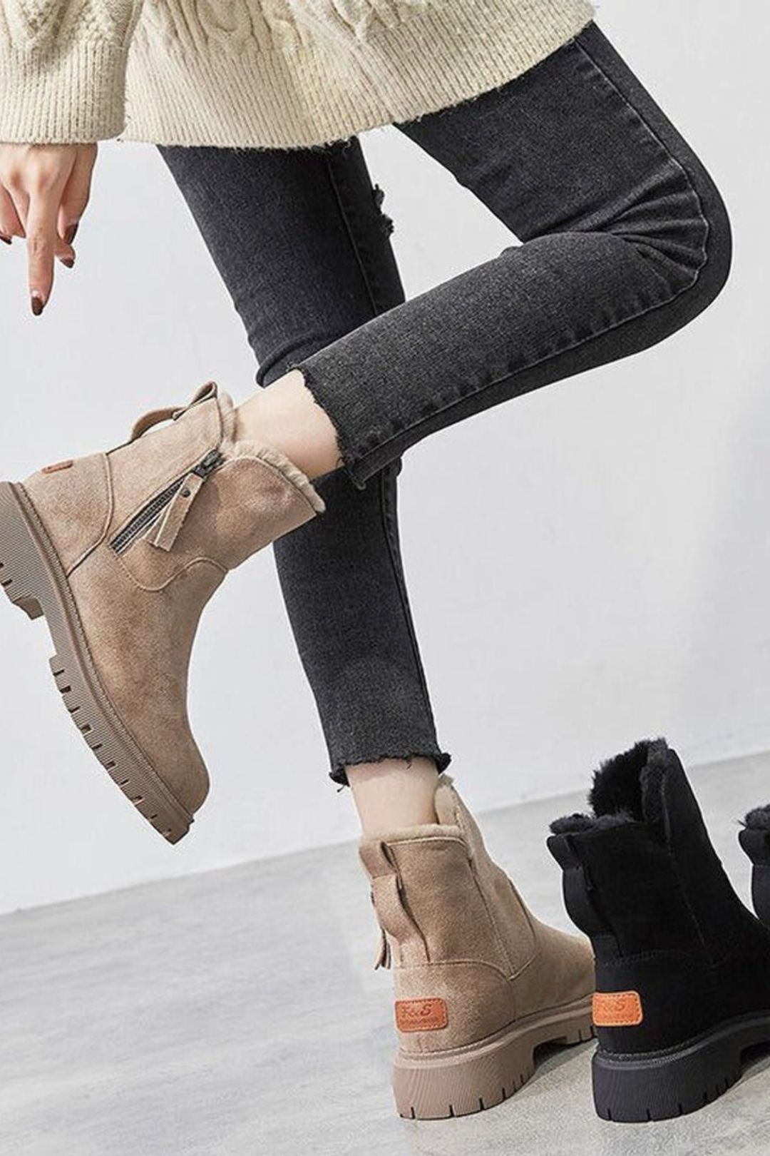 Χειμερινά ankle boots με ψηλή πλατφόρμα