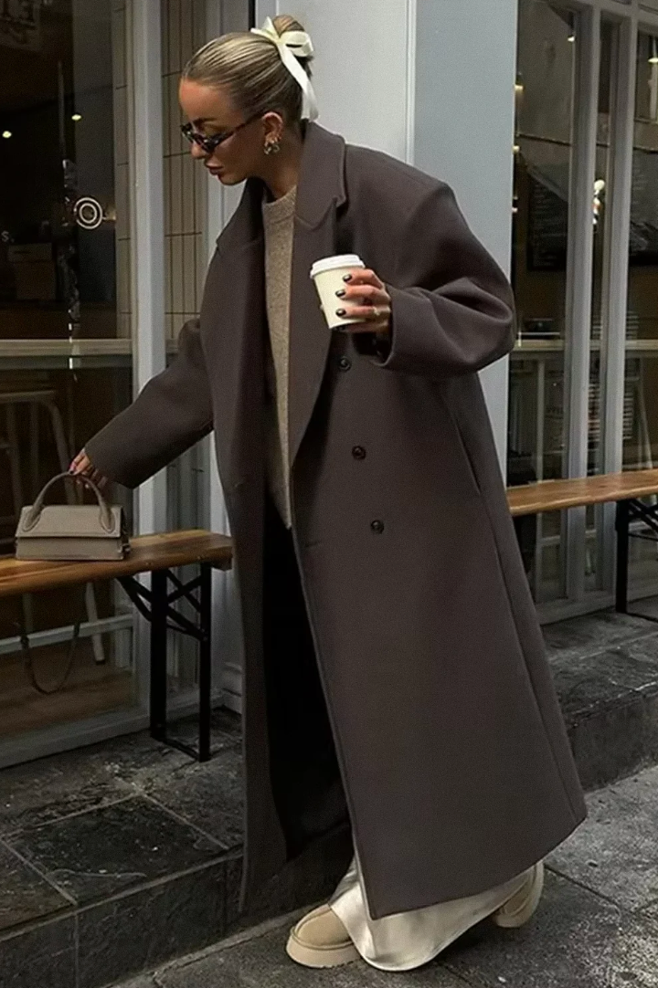 Γυναικείο Διπλής Όψης Oversized Παλτό από Μαλλί