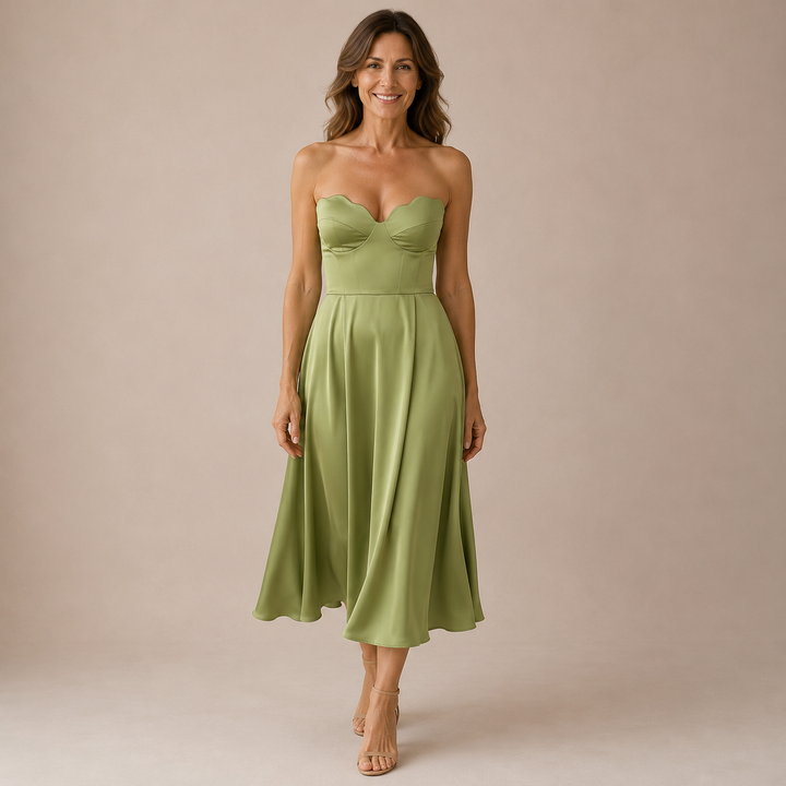 Beatriz - Midi Dress with Corset and Satin Skirt
