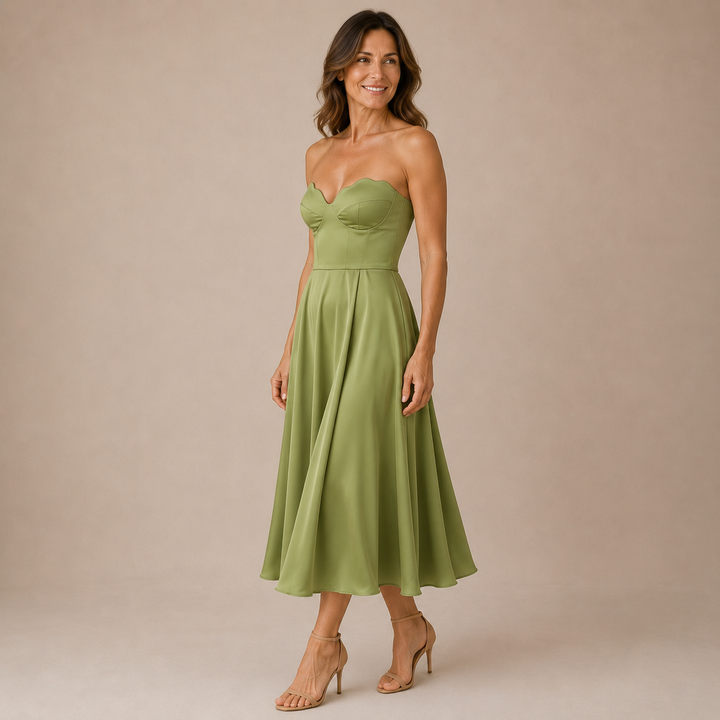 Beatriz - Midi Dress with Corset and Satin Skirt