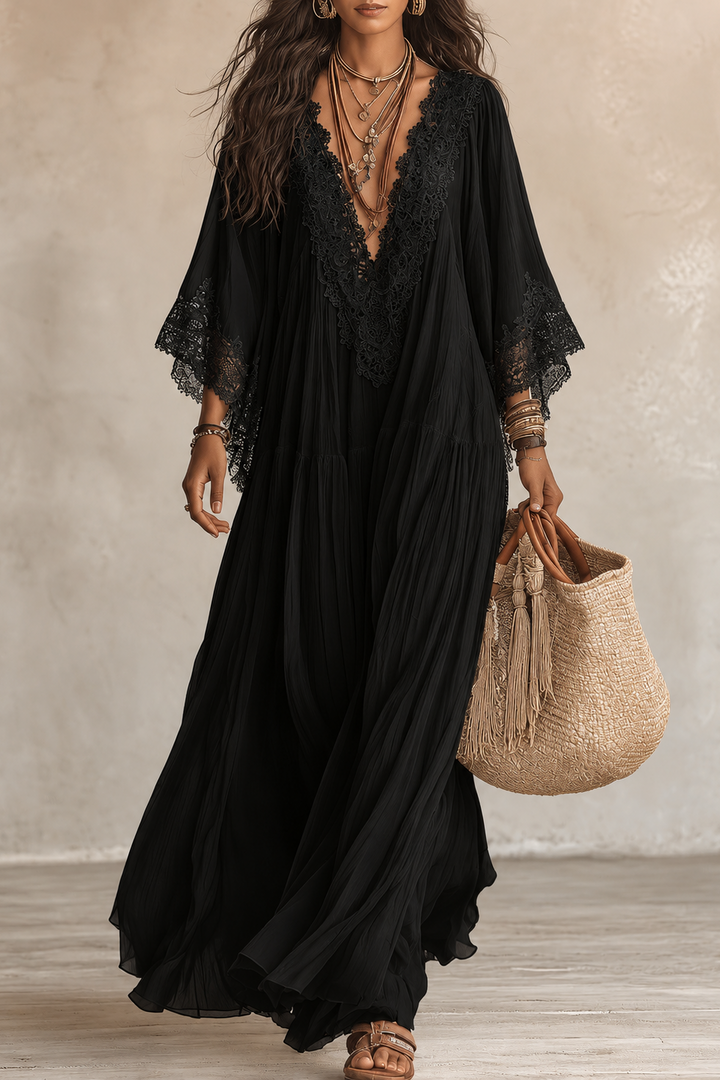 Teodóra | Maxi Dress with Bat Sleeves