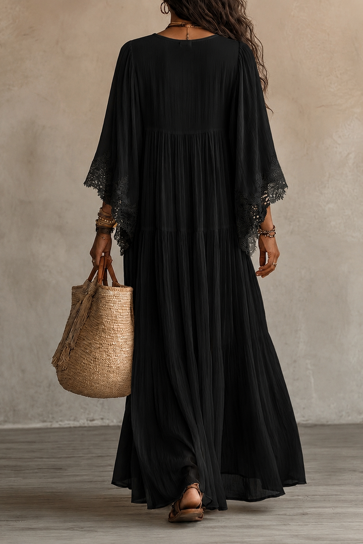 Teodóra | Maxi Dress with Bat Sleeves
