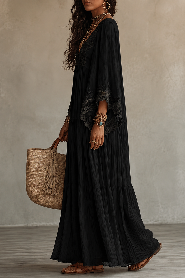 Teodóra | Maxi Dress with Bat Sleeves