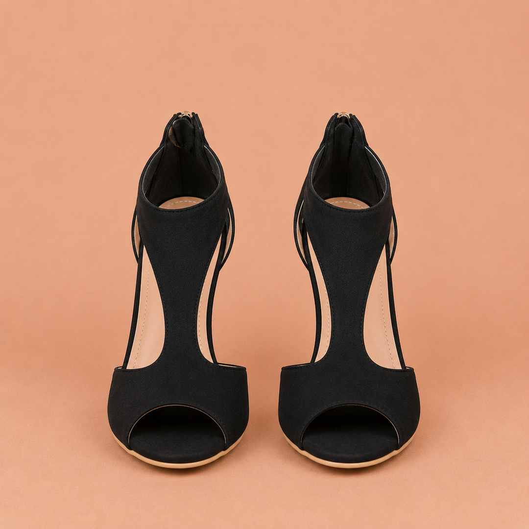 Μόνικα - Παπούτσια με μεσαίο τακούνι, cut-out σχέδιο και ανοιχτή μύτη