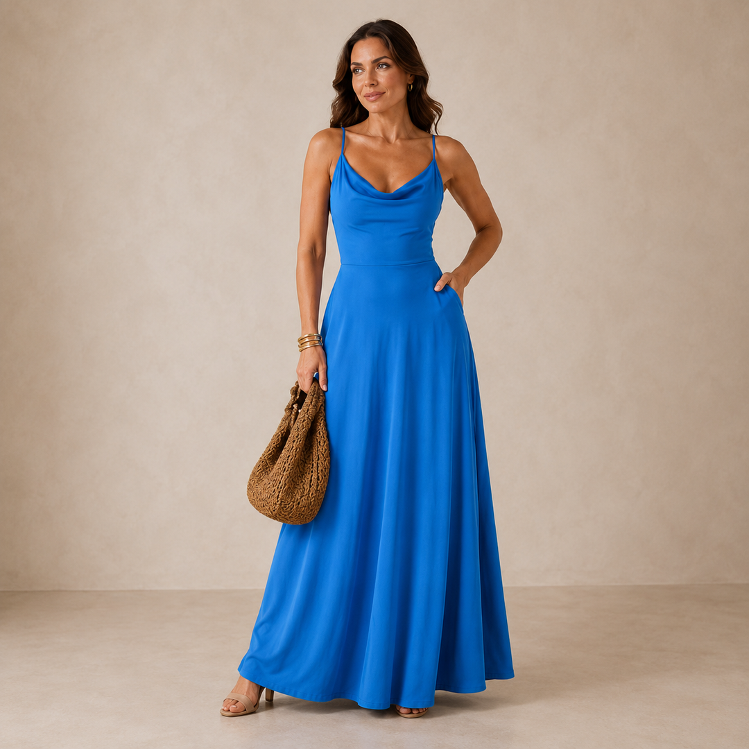 Neuza | Maxi Dress with Draped Neckline