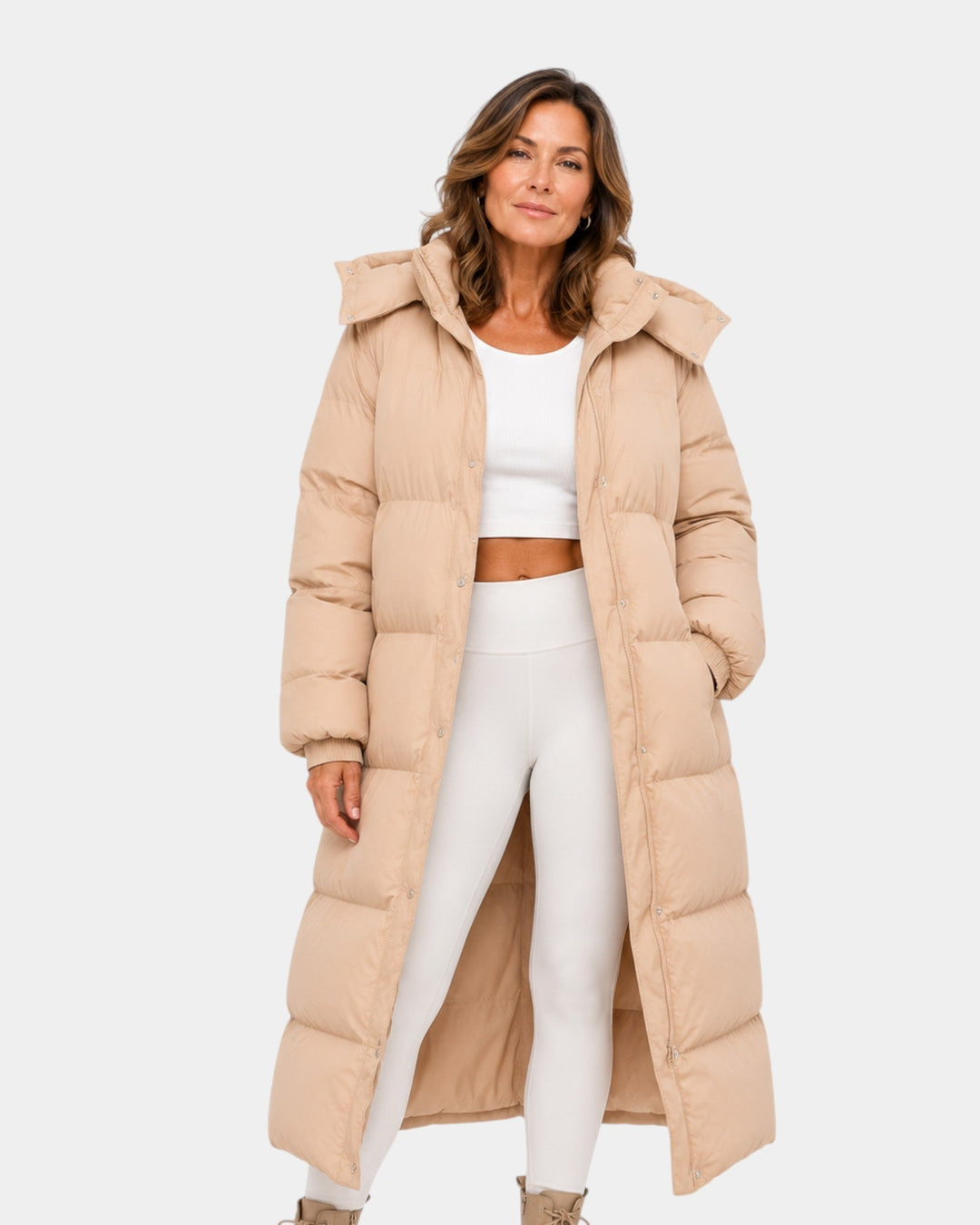 Μακρύ oversized πλεκτό παλτό με ψηλό λαιμό