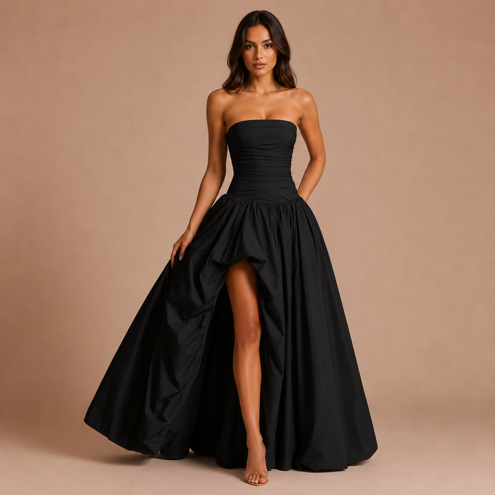 Ισαβέλα - Strapless φόρεμα με κορσέ και φουσκωτή φούστα